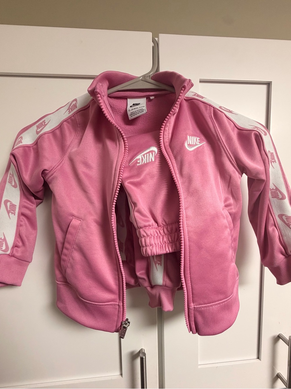 Nike Kids Pink Zip-Up Track Jacket and Pants Set